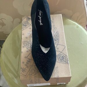 New Free People Black Glitter kitten Heel Women's Shoes 41 $148